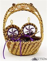 Native American Pine Needle Basket w/ Pine Cones