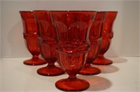 6 pc red glass goblets