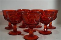 8 Piece red glass goblets
