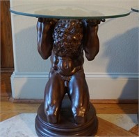 Molded nude table with glass