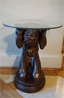Molded nude table with glass