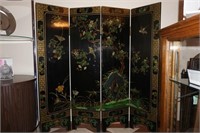 4 Panel black lacquer room divider
