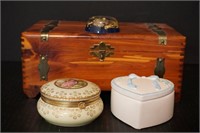 Wood box, trinket boxes and paperweight