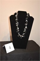 Sterling Silver/Pearl, Onyx & Crystal Necklace