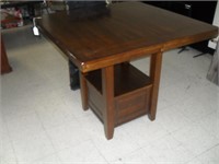 MAHOGANY BAR HEIGHT TABLE WITH LEAF