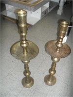 2 BRASS FLOOR CANDLE HOLDERS