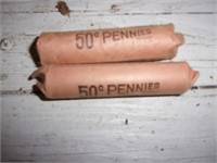 2 rolls wheat pennies