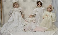 4  porcelain head dolls