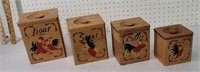 Wooden rooster canister set