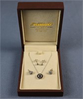 10K White Gold Pendant Necklace & Earrings