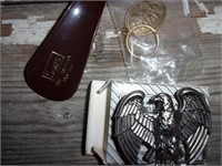 Eagle belt buckle JD key chain sears shoe horn