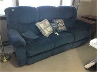 lazy boy, blue recliner couch w/pillows