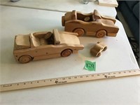 3 wood cars
