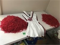 cheer leading outfit, w/pom poms, hair pc