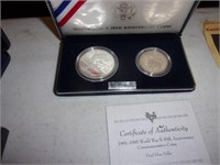 2 coins WW2 50th ann, proof set