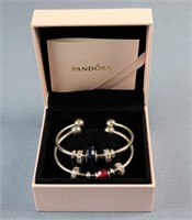 PANDORA, Pair of Sterling Open Bangle Bracelets
