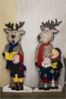 2 Wooden Moose Decorations 59H