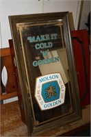 Framed Molson Ale Mirror, 14.5 x 26.5