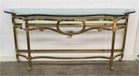 Heavy Brass Console with Beveled Glass Top