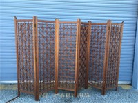 6 panel teak room divider screen