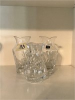 3 Small Crystal vases