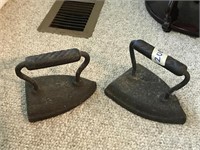 2 Vintage Cast Iron Irons