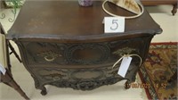 Two drawer French carved chest. No shipping.