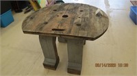 Industrial leg based hand crafted unusual table.