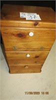 3 section drop front pine bin/night stand.