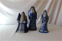 Eldreth Pottery Stoneware Santas - set of 3