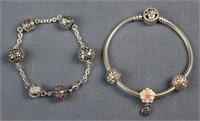 2 PANDORA Sterling Charm Bracelets