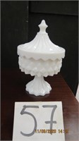 Milk glass diamond point candy dish.