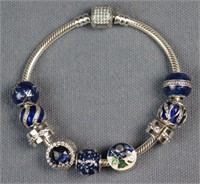 PANDORA Sterling Charm Bracelet, 9 Charms