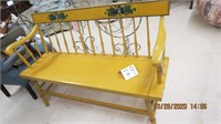 Vintage pted yellow decon's bench. 47.5 long.