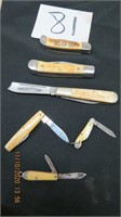 Lot of six pocket knives.