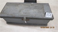Vintage wood pted gray tool chest. 14 tall