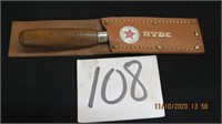 Hand crafted mill workers knife and sheath.