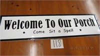 Metal "Welcome to our Porch" Sign
