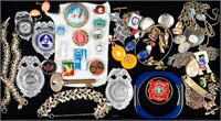 Police Badges, Costume Jewelry, etc