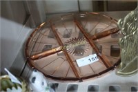 DIVIDED PINK DEPRESSION GLASS TRAY