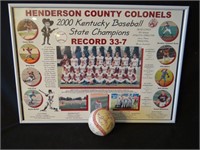 2000 Colonels State Champs & Autographed Baseball