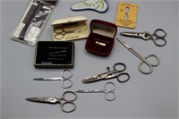 Sewing Scissors; Platinum + Gold Needles