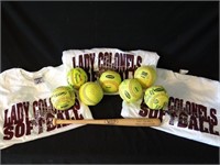 Lady Colonels Softball Shirts-Signed Balls-Bat
