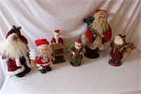 Assorted Plush/Fabric Santas - set of 8