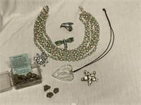 Vintage Jewelry and Box of Pyrite