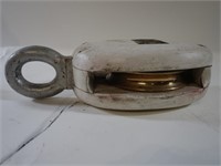 WHITE PAINTED LARGE MARINE PULLEY
