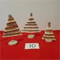 Trio of trees for the mantle/ table - silver stars