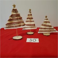 Trio of tree for the mantle or table - gold stars