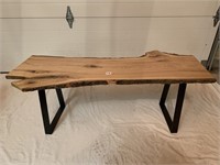 Beautifully hand crafted Red Oak live edge table.