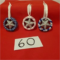 Trio of Star ornaments - Blue and Pink